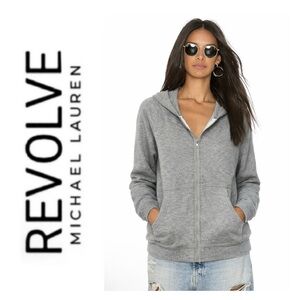 NWT Revolve x Michael Lauren Everado Full Zip Hoodie in Heathered Grey Oversized